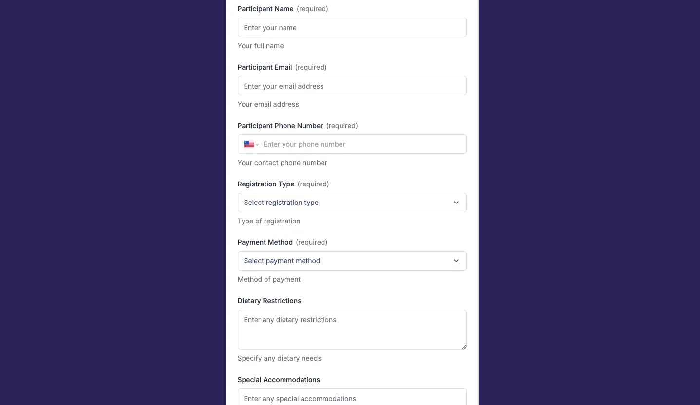Registration Form Preview
