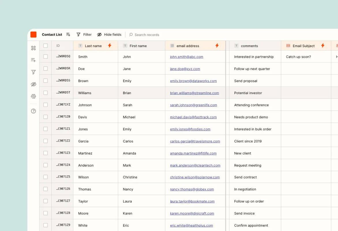Contact List Template Hero