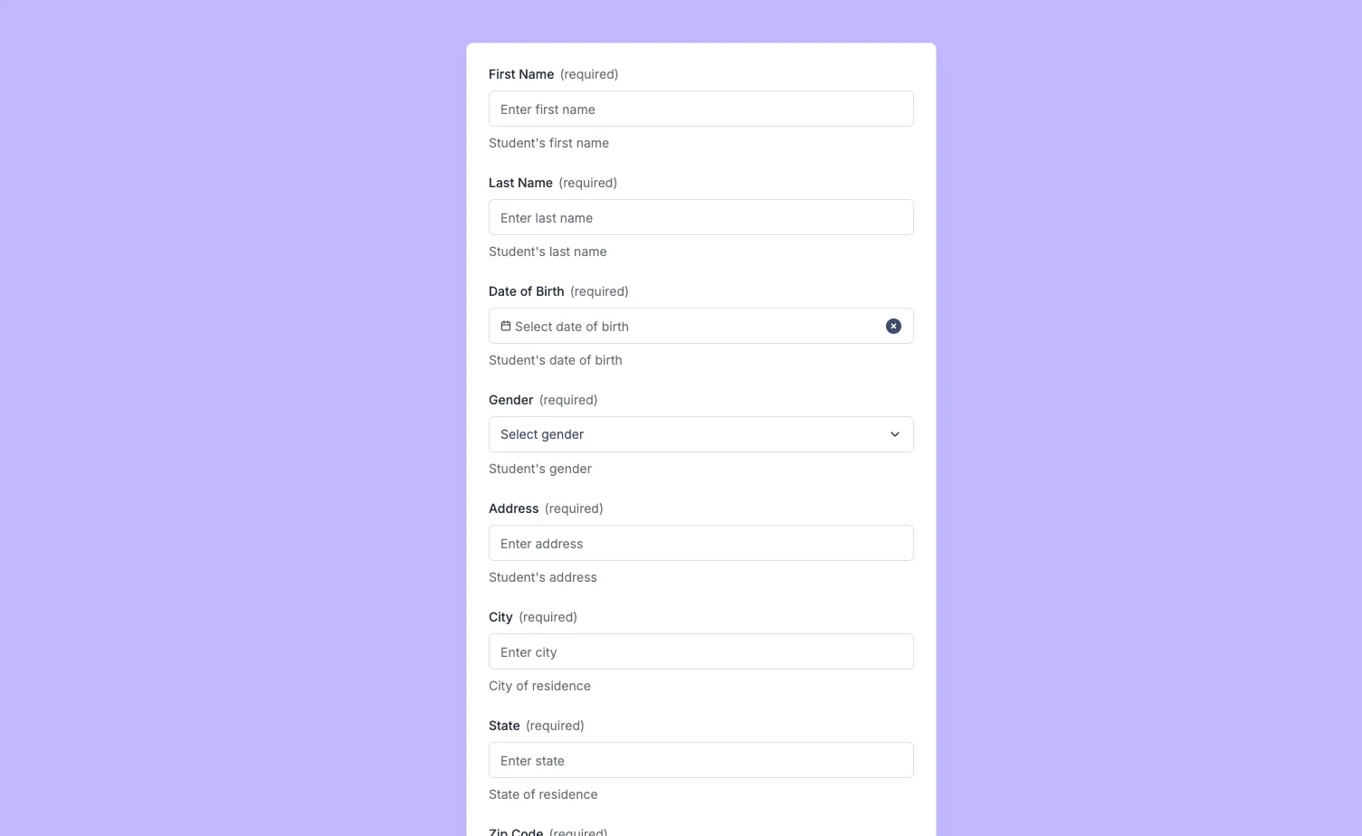 Enrollment Form Preview
