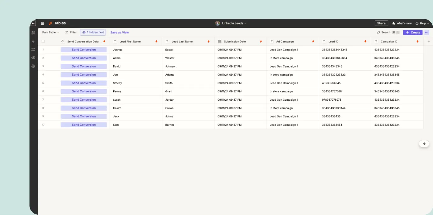 Linkedin conversions system
