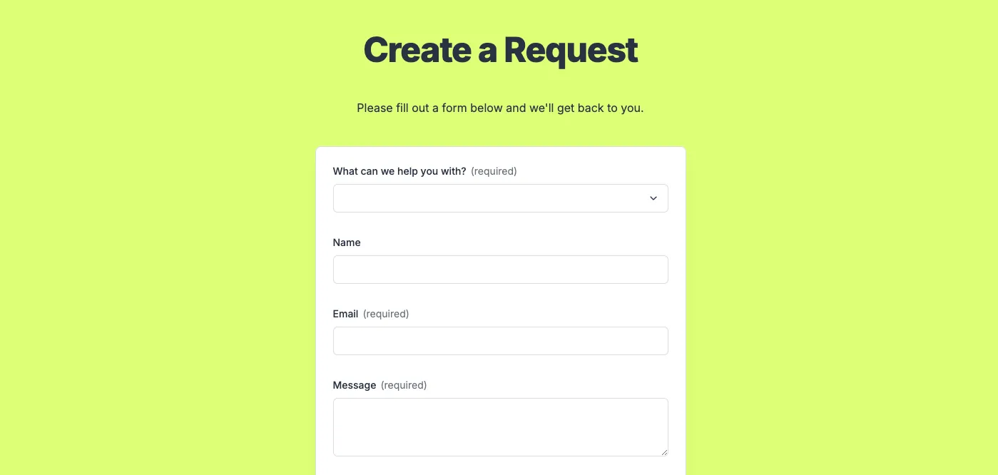 Request Form Preview