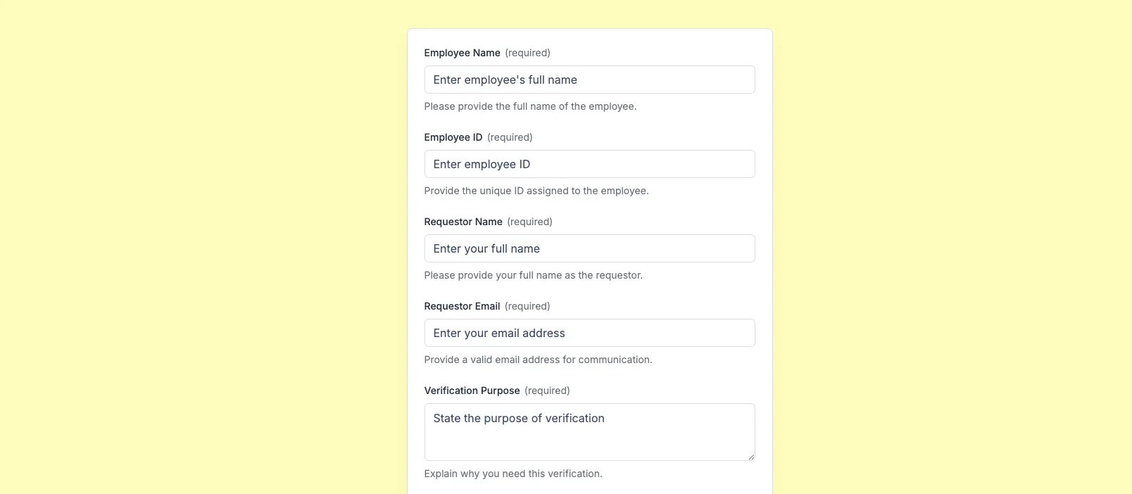 employment verification form template