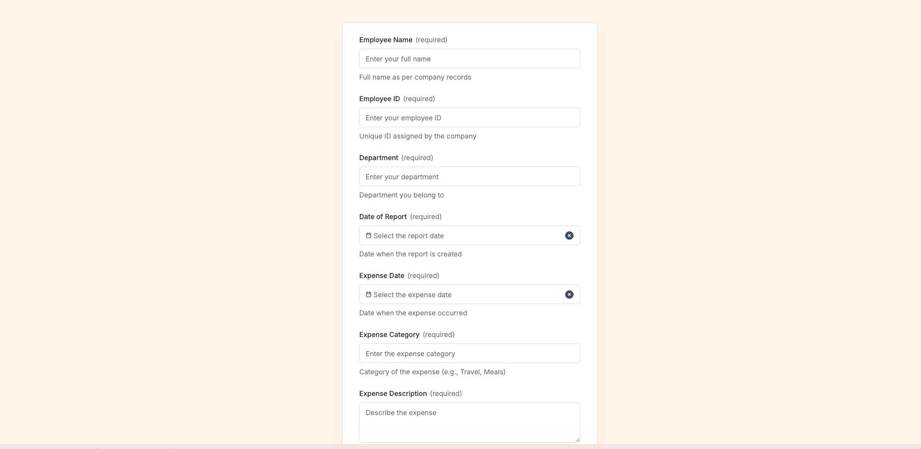 Expense Report Preview